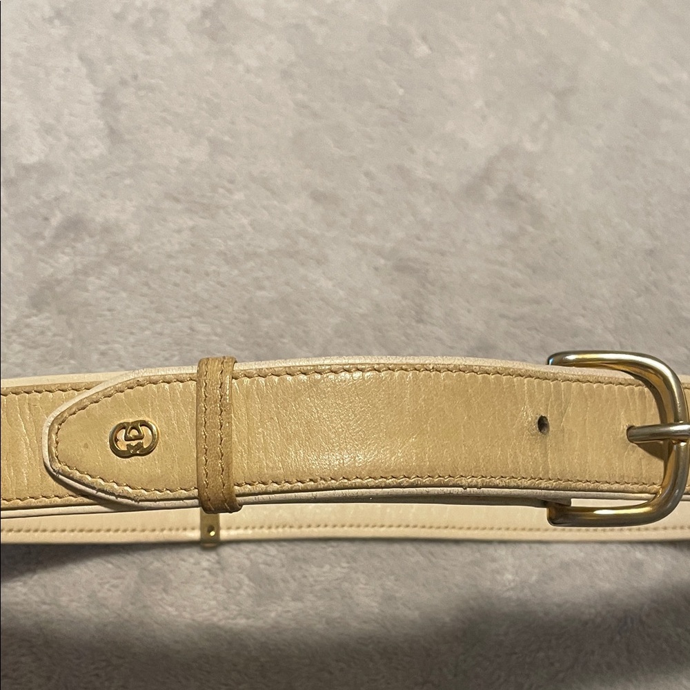 Gucci Tan Leather Belt with Gold Hardware